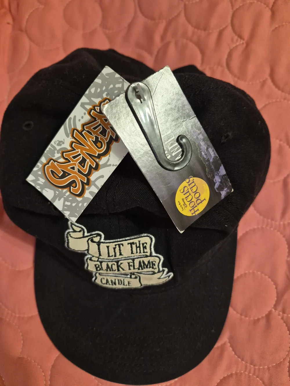 Disney Black Cap with Cream Banner Candle Embroidery